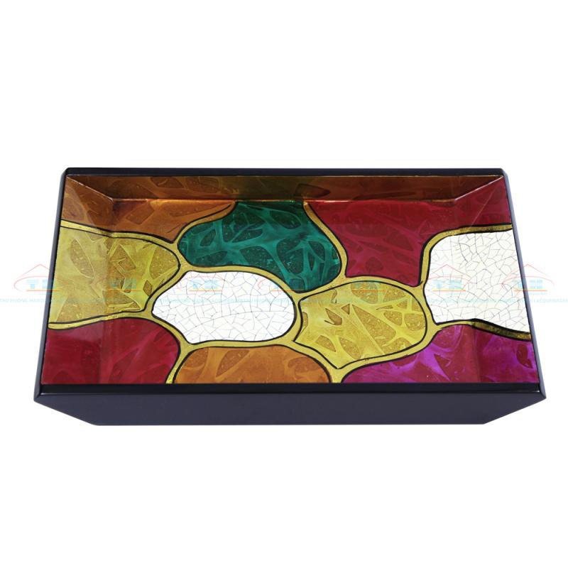 Đĩa chữ nhật cong 15x25 đá