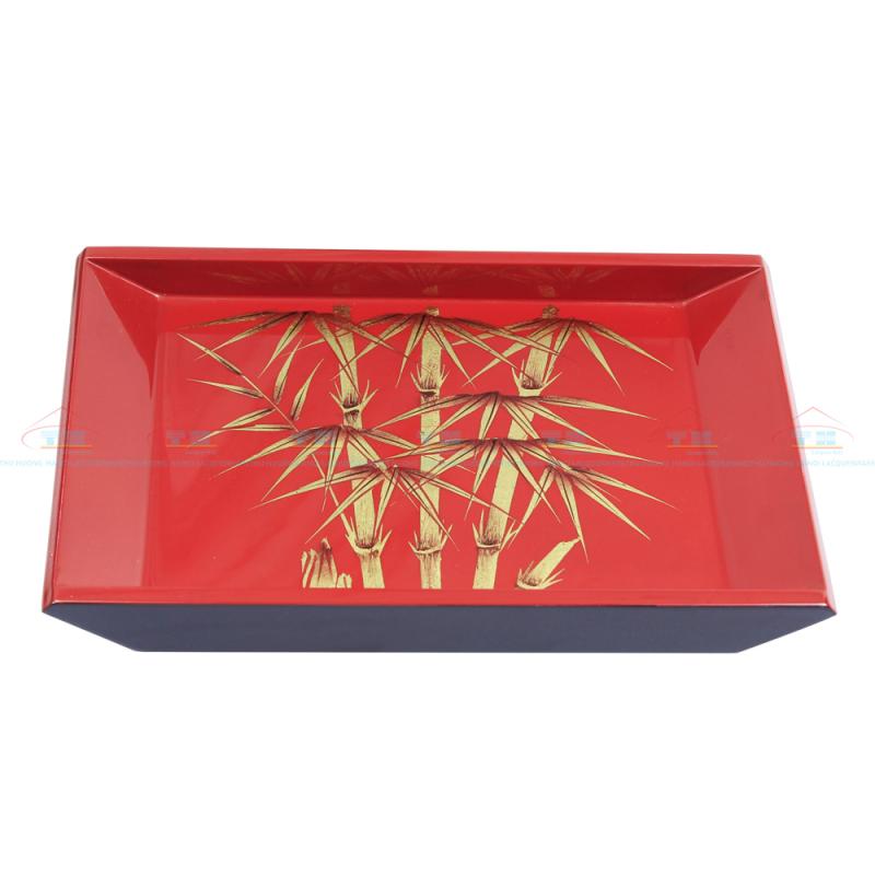 Đĩa chữ nhật cong 15x25 trúc đỏ
