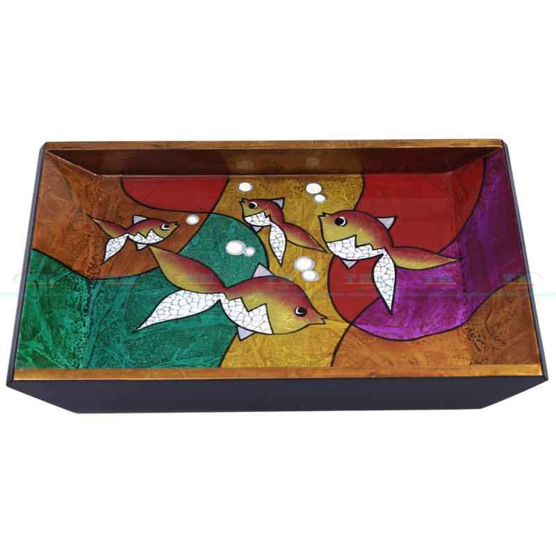 Đĩa chữ nhật cong 15x25 cá