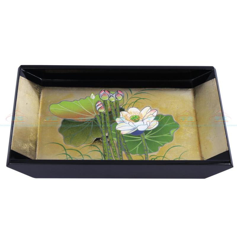 Đĩa chữ nhật cong 15x25 sen xanh