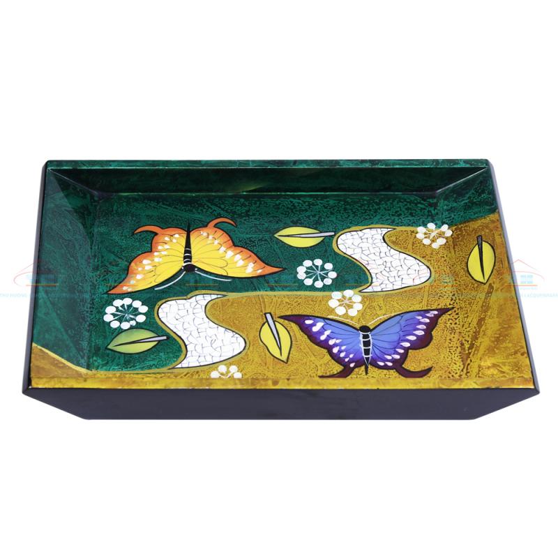 Đĩa chữ nhật cong 15x25 bướm