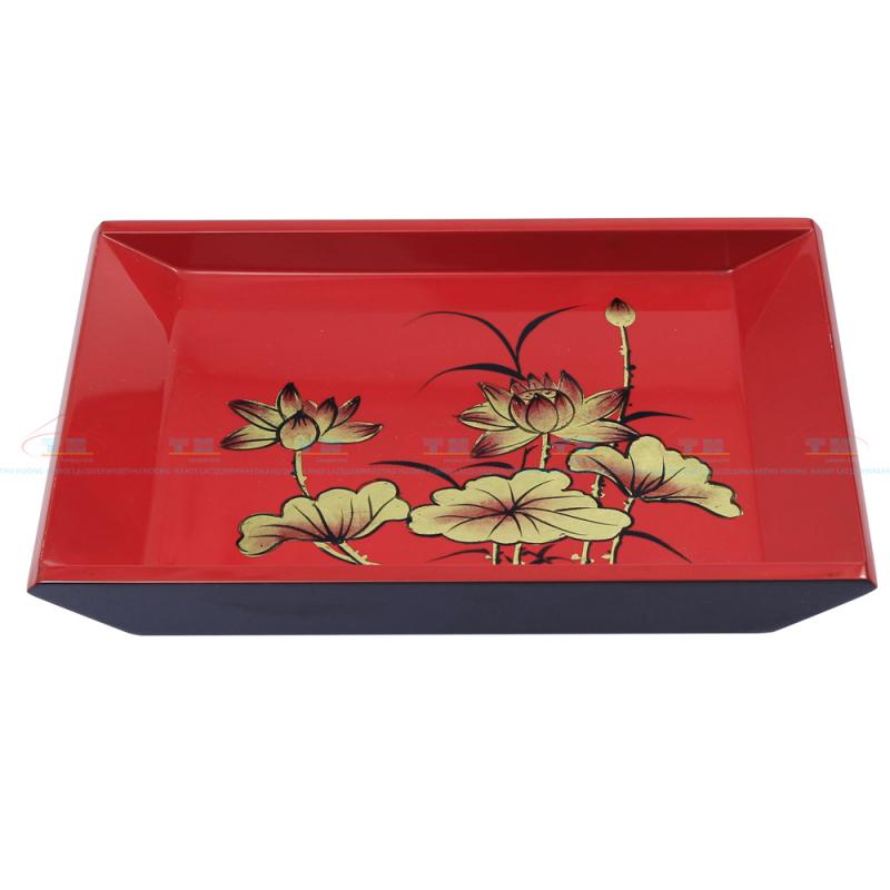 Đĩa chữ nhật cong 15x25 sen đỏ