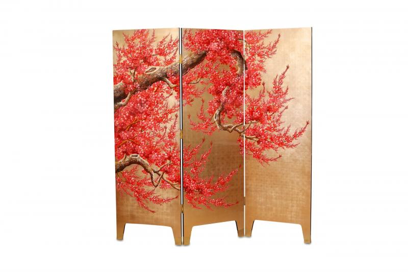 Bình phong vẽ 1,8m 4T 40cm đào đào