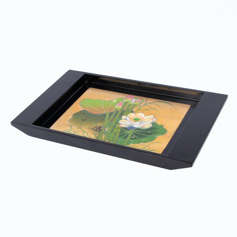 Khay chữ nhật cong 18x30 sen xanh
