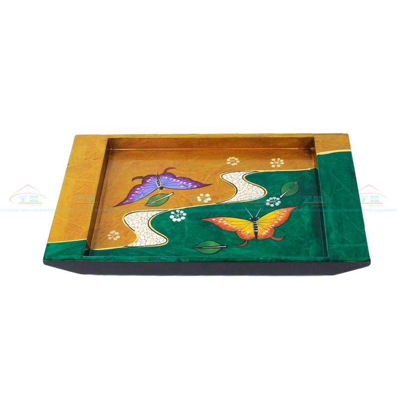 Khay chữ nhật cong 15x25 bướm