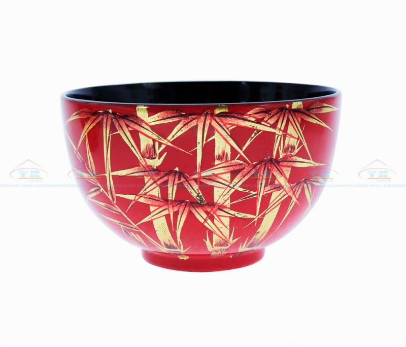 Bát vẽ trúc đỏ nhỏ