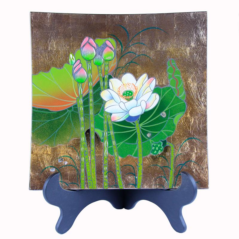 Đĩa vuông  20x20 Sen xanh