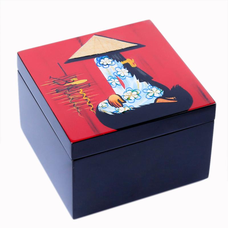 Hộp vuông 10x10 cao 7cm cô gái đỏ