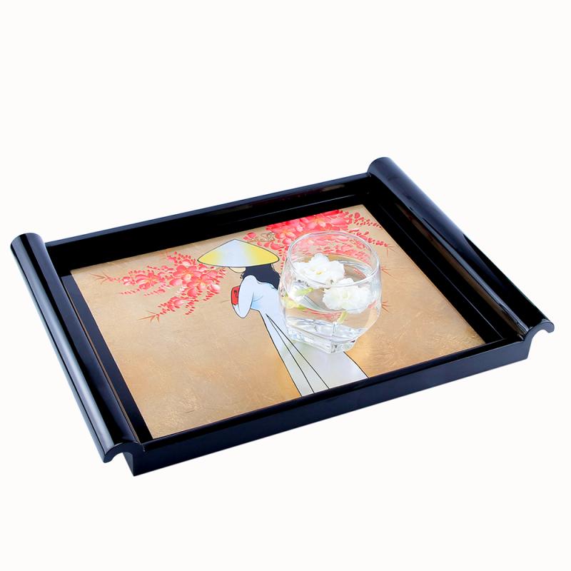 Khay án thư 25x34 cô gái đào