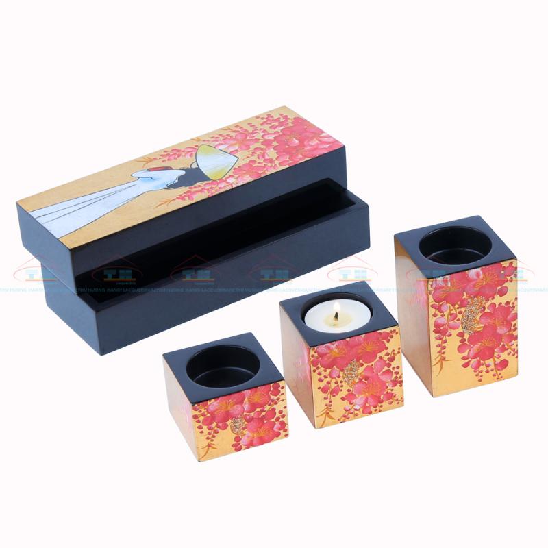 Nến hộp bộ ba cô gái đào