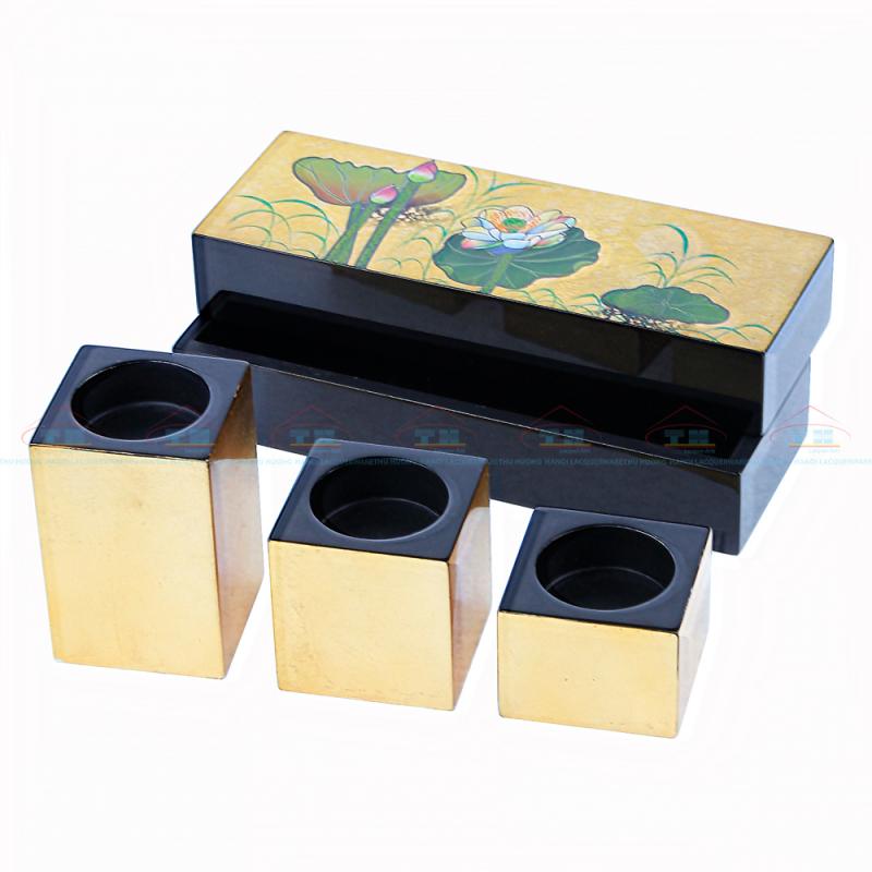 Nến hộp bộ ba sen xanh
